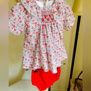 Floral Kids Matching Set - Red and White